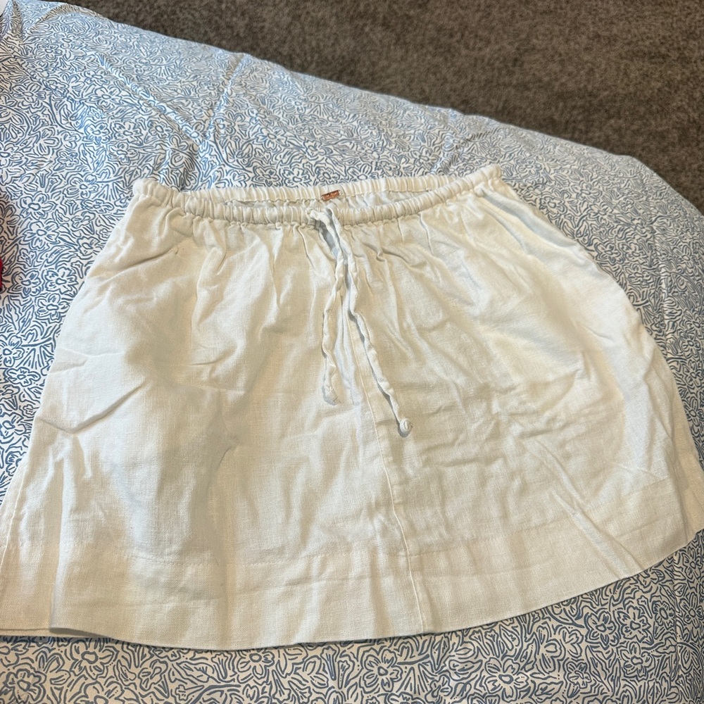 Free People Elegant Linen White Skirt